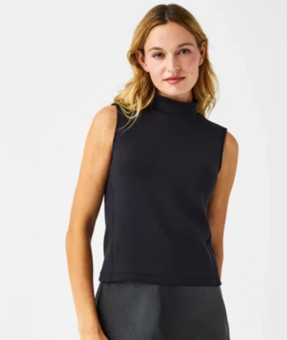 SPANX AirEssentials Sleeveless Mock Neck Tank Top in Black Women's XS Work Sleek